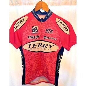 Women's Verge Cycling Jersey Size Small Pink Navy  3 Back Pockets Elastic